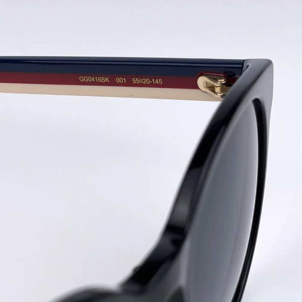 SALE! NEW Gucci GG0416SK LOGO 001 Black Grey Gradient Round Women Sunglasses - Picture 7 of 12